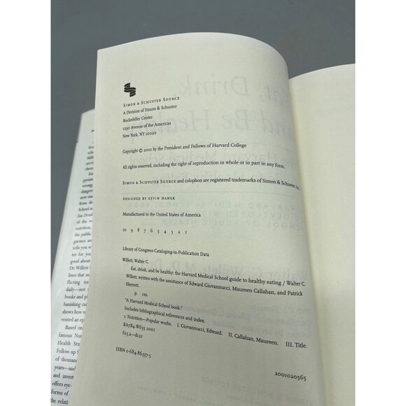 eat drink and by healthy by walter willett book md 2001 simon & schuster READ - Picture 6 of 7